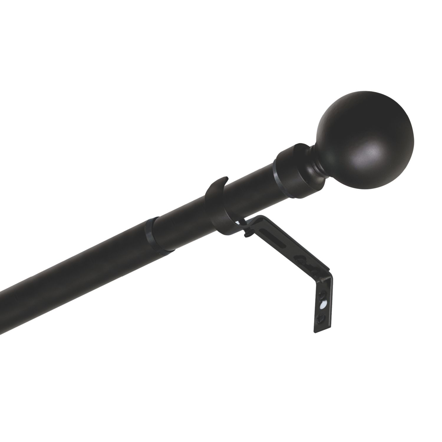 Renaissance Matt Black Curtain Pole 28/25mm x 120-210cm (931CK)