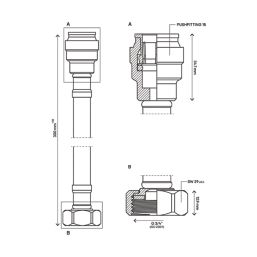 Flomasta Push-Fit EPDM Straight Flexible Hose 15mm x 3/4" x 300mm