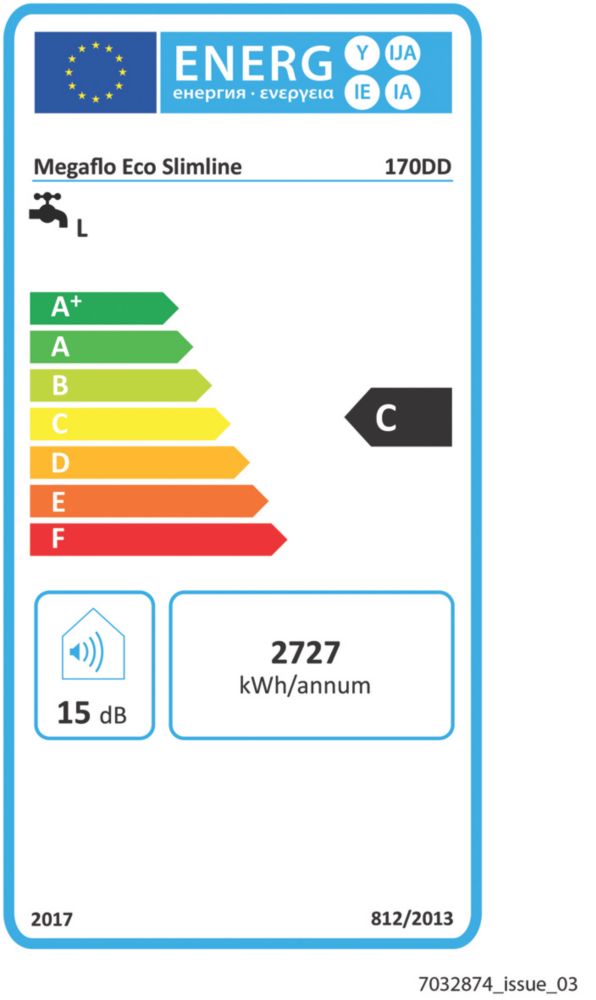 Heatrae Sadia Megaflo Eco Slimline 170dd Direct Unvented Unvented Hot Water  Cylinder 170Ltr 2 x 3kW - Screwfix