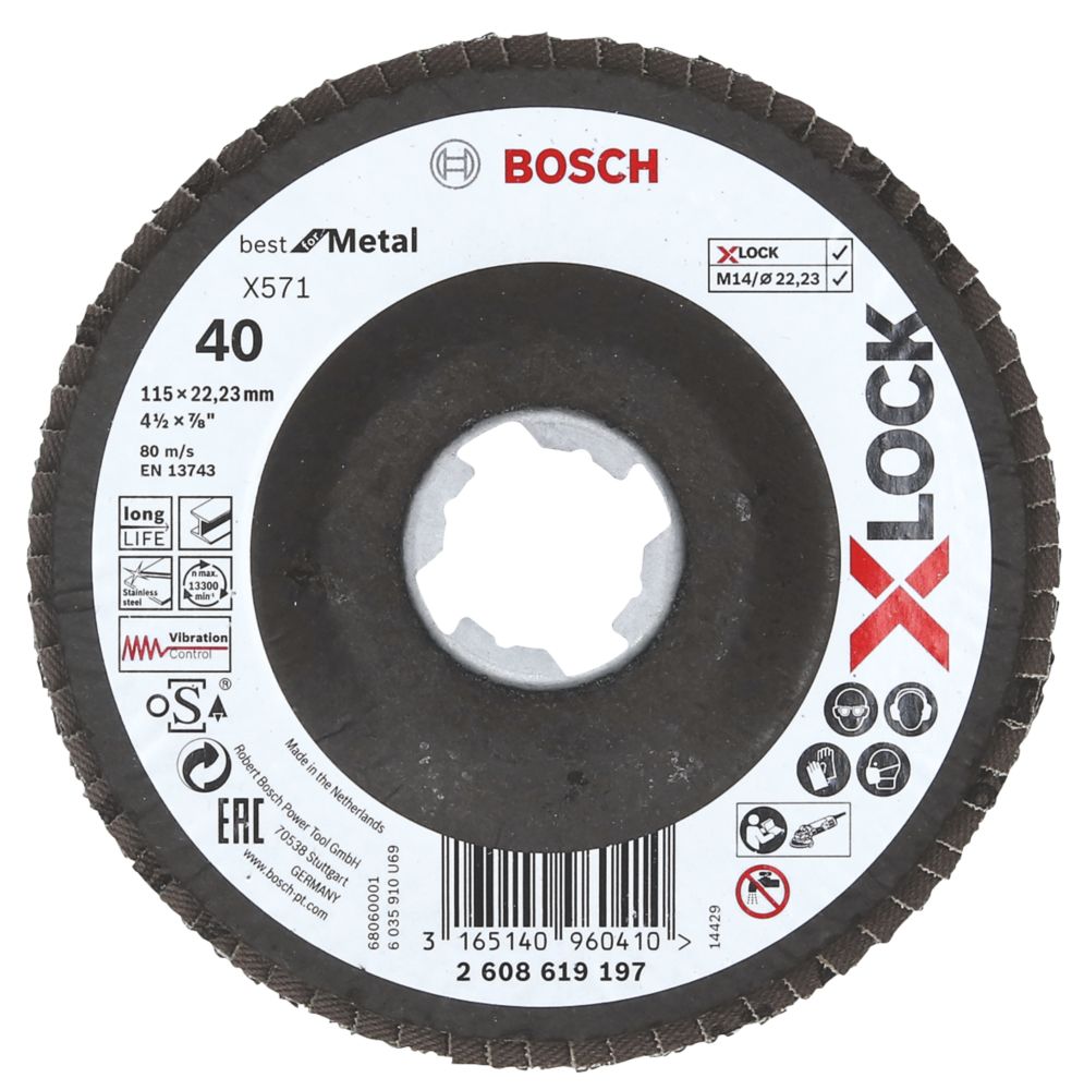 Bosch XLock Flap Disc 115mm 40 Grit Screwfix