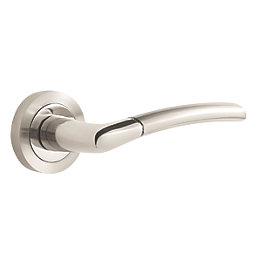 Smith & Locke Scilly Fire Rated Lever on Rose Door Handles Pair Chrome / Brushed Nickel