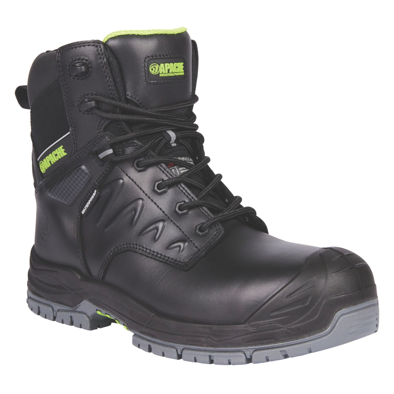 Apache Chilliwack Size 6 Black Waterproof Safety Boots (931JX)