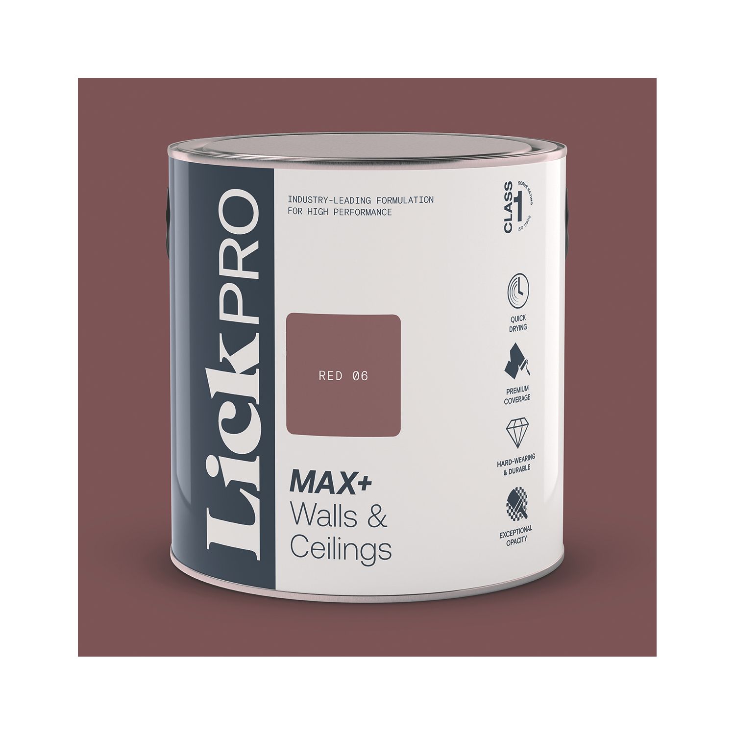 LickPro Max+ 2.5Ltr Red 06 Matt Emulsion Paint (931JY)