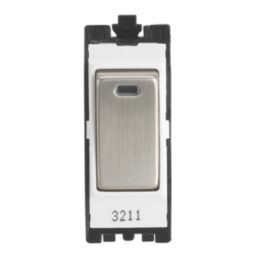 Contactum  20AX Grid DP Control Switch Brushed Steel  with White Inserts