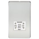 Knightsbridge  2-Gang Dual Voltage Shaver Socket 115 V / 230V Polished Chrome with White Inserts