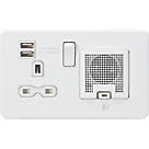 Knightsbridge SFR9905MW 13A 1-Gang SP Switched Socket + 2.4A 2-Outlet Type A USB Charger Matt White with White Inserts