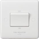 Knightsbridge Curved Edge 10A 1-Gang 3-Pole Fan Isolator Switch White