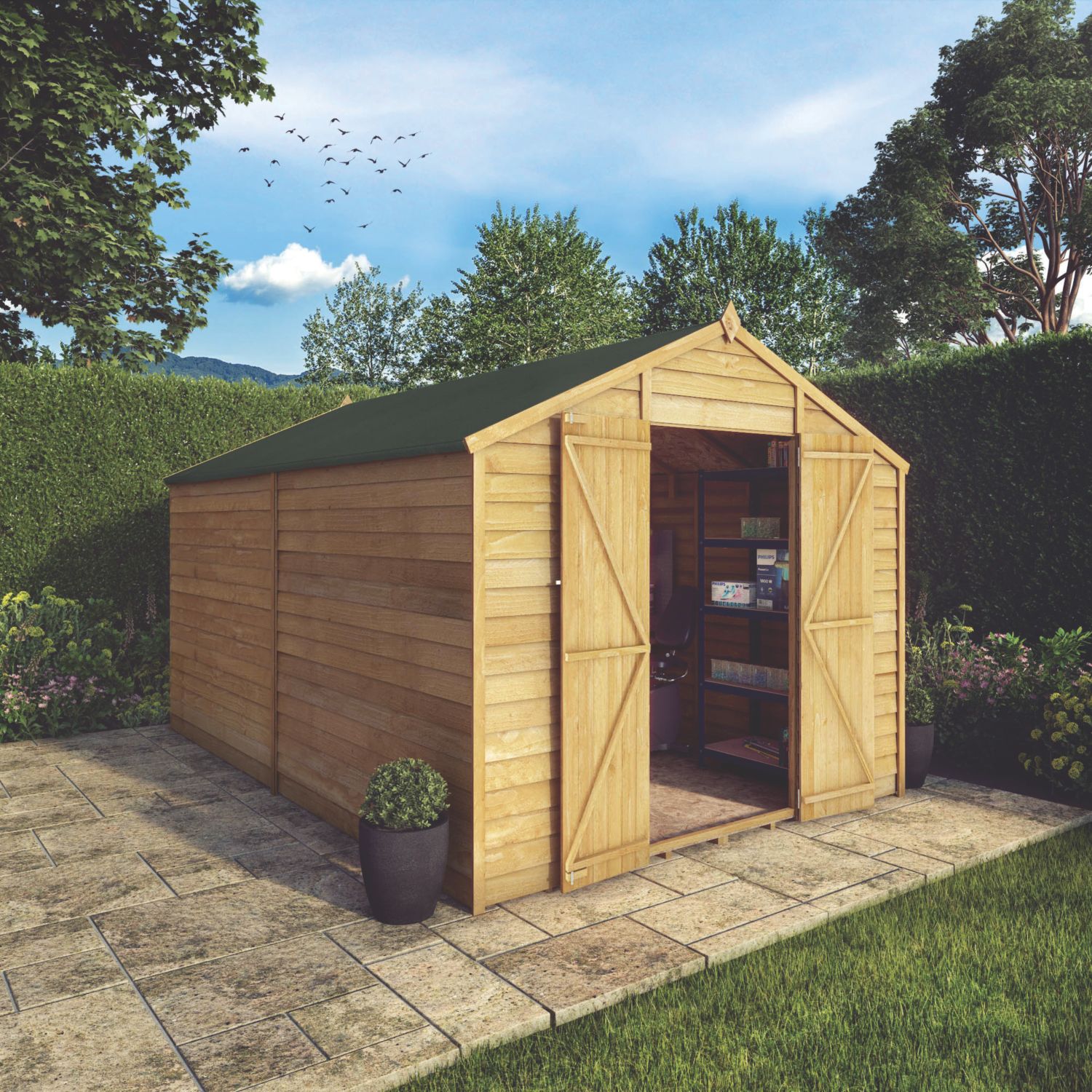 Mercia Windowless 7' 6" x 11' 6" (Nominal) Apex Overlap Timber Shed (931YL)