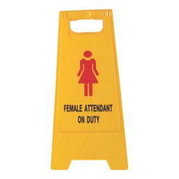 Essentials Female Attendant On Duty A-Frame Safety Sign 600mm x 290mm