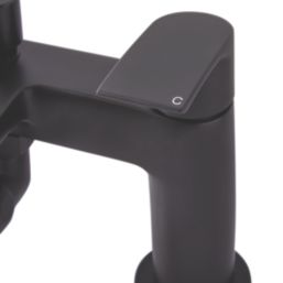 Highlife Bathrooms Coll Matt Black 122mm Deck Mounted Dual Control Manual Shower Mixer Tap