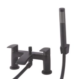 Highlife Bathrooms Coll Matt Black 122mm Deck Mounted Dual Control Manual Shower Mixer Tap