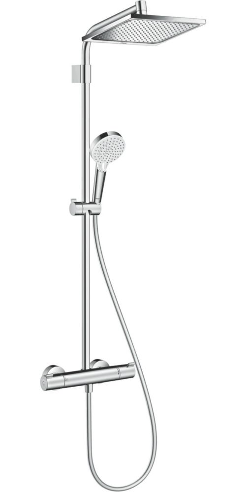 Hansgrohe Crometta E HP Rear-Fed Exposed Chrome Thermostatic Mixer Shower