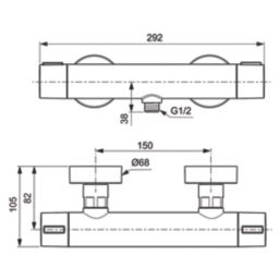 Ideal Standard Alu+ Exposed Single Outlet Thermostatic Silver Bar Mixer Shower Valve
