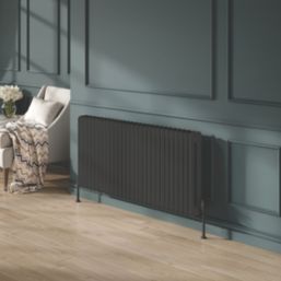 Reina 600mm x 1175mm 6676BTU Black Horizontal 2 Column Radiator