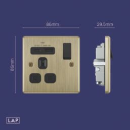 LAP  13A 1-Gang SP Switched Socket + 3A 18W 2-Outlet Type A & C USB Charger Antique Brass with Black Inserts