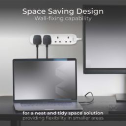 Masterplug 13A 4-Gang Unswitched  Extension Lead White 5m