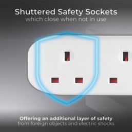 Masterplug 13A 4-Gang Unswitched  Extension Lead White 5m