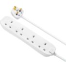 Masterplug 13A 4-Gang Unswitched  Extension Lead White 5m