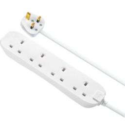 Masterplug 13A 4-Gang Unswitched  Extension Lead White 5m