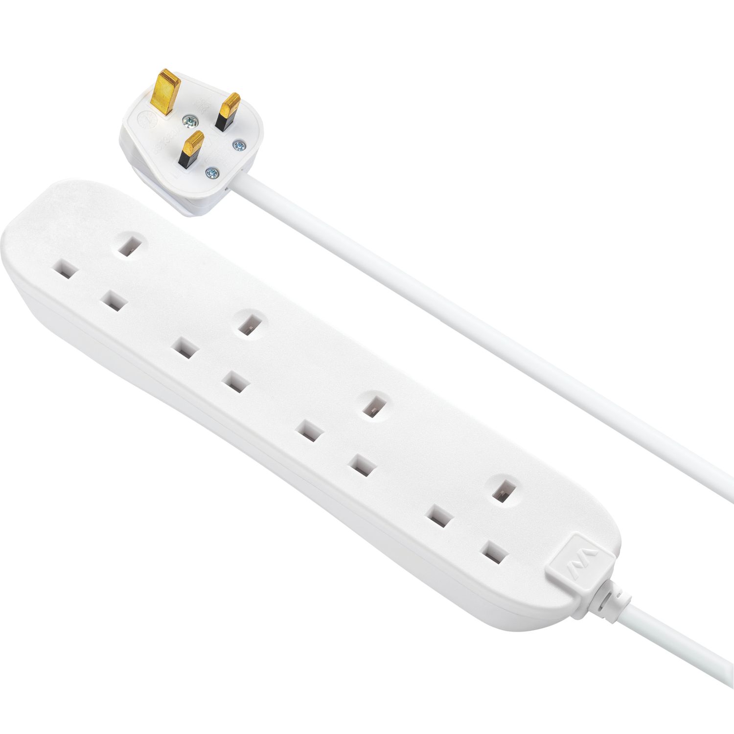 Masterplug 13A 4-Gang Unswitched Extension Lead White 5m (932XG)
