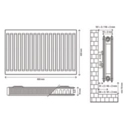Flomasta 600mm x 800mm 3648BTU White Type 21 Convector Radiator