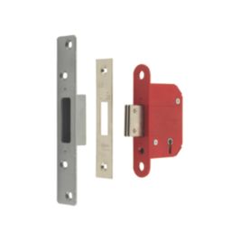 ERA Fire Rated  Satin Nickel BS 5-Lever Mortice Deadlock 64mm Case - 44mm Backset