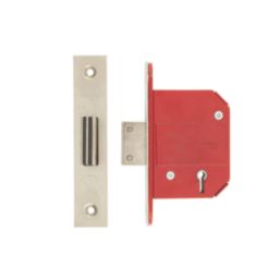 ERA Fire Rated  Satin Nickel BS 5-Lever Mortice Deadlock 64mm Case - 44mm Backset