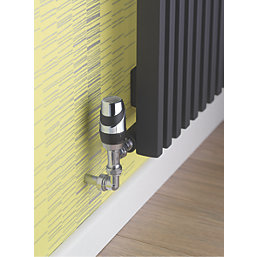Terrier Decorative Anthracite Angled Thermostatic TRV & Lockshield  15mm x 1/2"