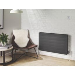 Terrier Decorative 15mm x 1/2" Anthracite/Chrome Angled & L/S Modern Thermostatic Radiator Valve & Lockshield