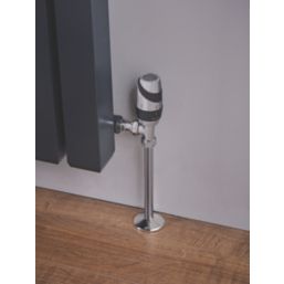 Terrier Decorative 15mm x 1/2" Anthracite/Chrome Angled & L/S Modern Thermostatic Radiator Valve & Lockshield
