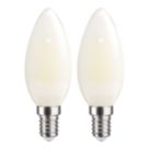 LAP  E14 Candle LED Light Bulb Milky 470lm 2.2W 2 Pack