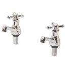 Refurb Swirl Traditional Chrome 82mm Cloakroom Cross Head 2 Tap Holes Basin Pillar Tap