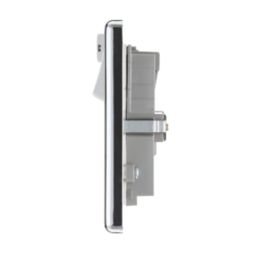 LAP  13A 2-Gang SP Switched Wi-Fi Extender Socket + 2.1A 10.5W 1-Outlet Type A USB Charger Polished Chrome with White Inserts