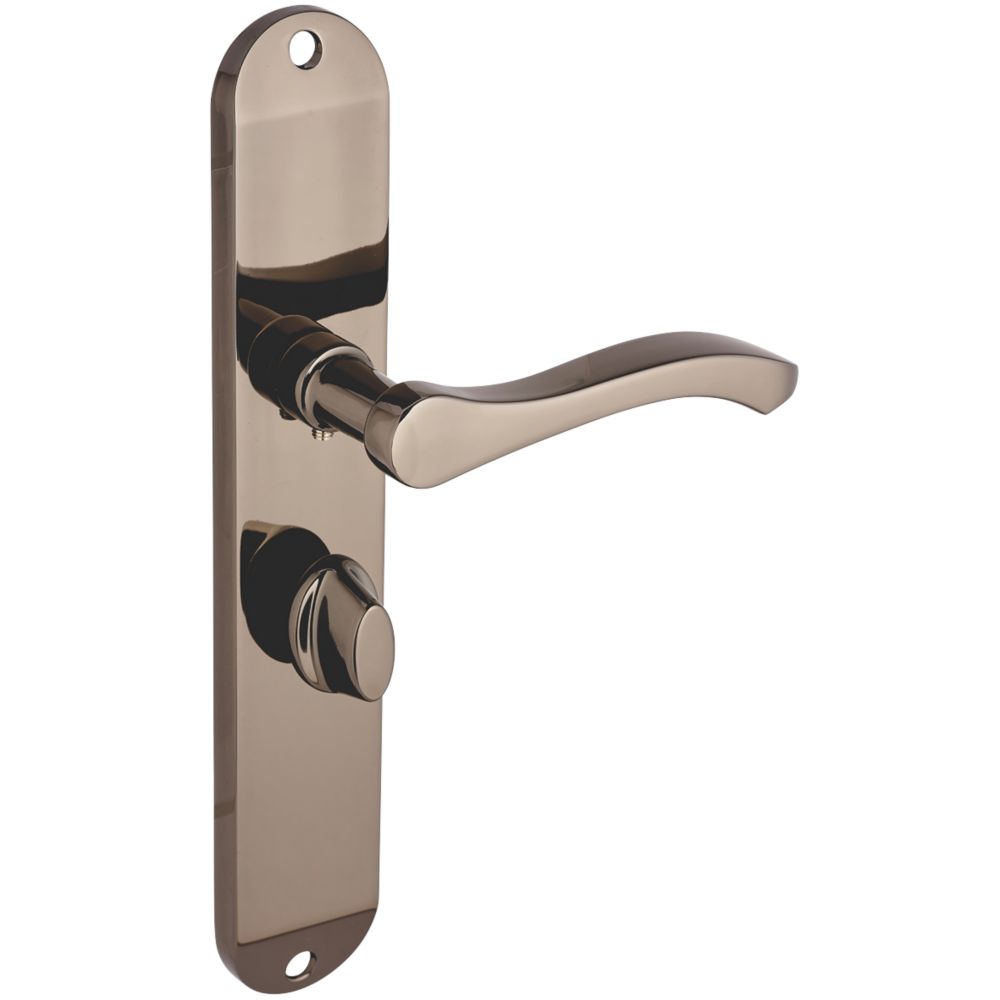 Smith & Locke Bigbury Fire Rated Long WC Door Handles Pair Black Nickel ...