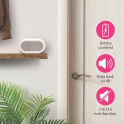Byron DBY-23561BS  Battery-Powered Wireless Portable Door Chime  White