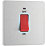 British General Evolve 45A 1-Gang 2-Pole Cooker Switch Brushed Steel with LED with White Inserts