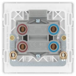 British General Evolve 45A 1-Gang 2-Pole Cooker Switch Brushed Steel with LED with White Inserts