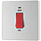 British General Evolve 45A 1-Gang 2-Pole Cooker Switch Brushed Steel with LED with White Inserts