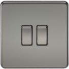 Knightsbridge  10AX 2-Gang 2-Way Light Switch  Black Nickel