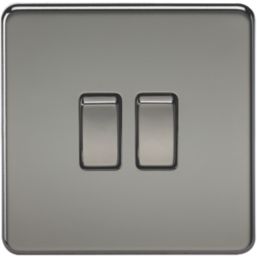 Knightsbridge  10AX 2-Gang 2-Way Light Switch  Black Nickel