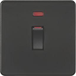 Knightsbridge  45A 1-Gang DP Control Switch Matt Black with LED