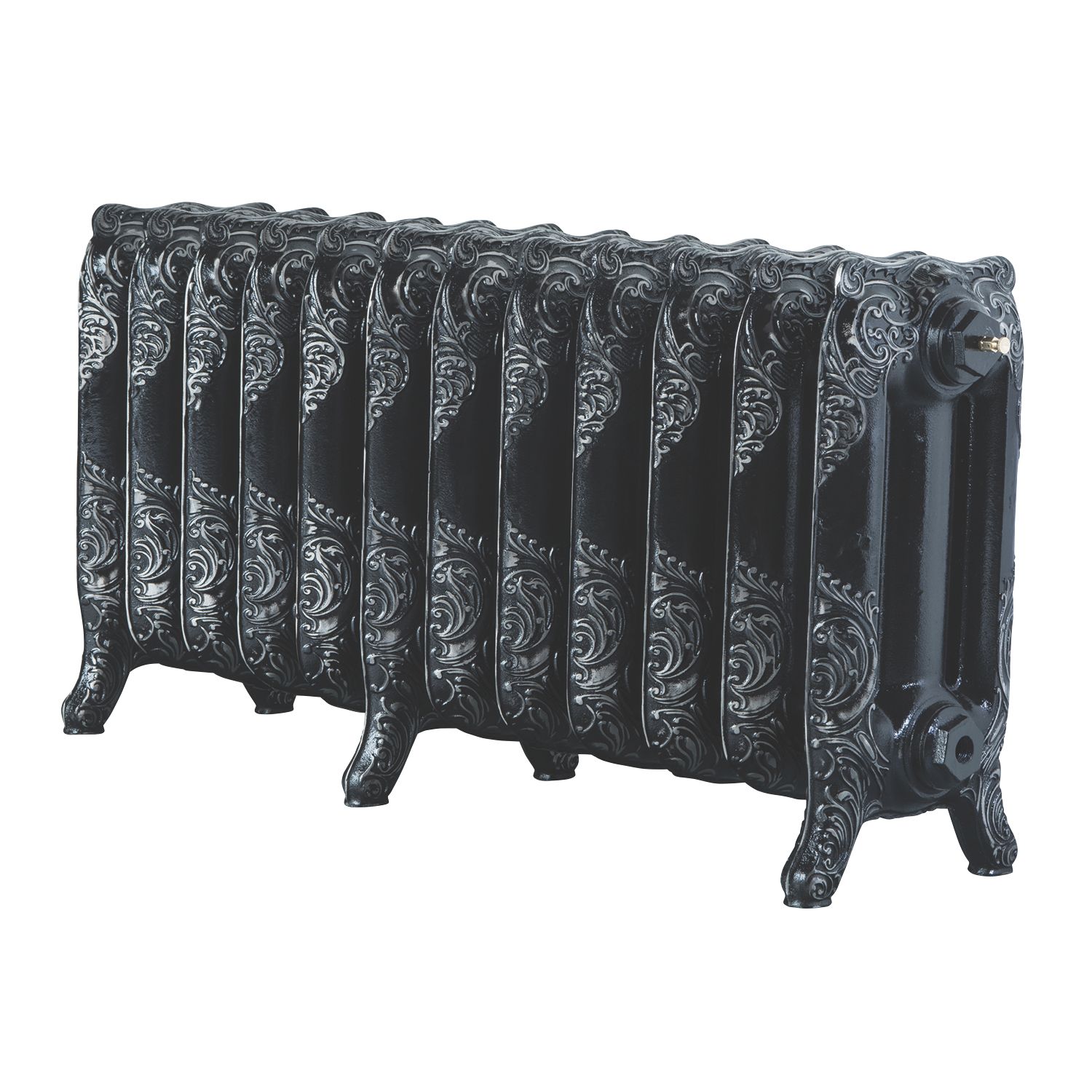 Arroll 470mm x 994mm 3685BTU Black / Silver Cast Iron 3 Column Radiator (9341P)