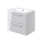 Ohio 2-Drawer Bathroom Vanity Unit with Ceramic Basin Gloss Grey 610mm x 460mm x 518mm
