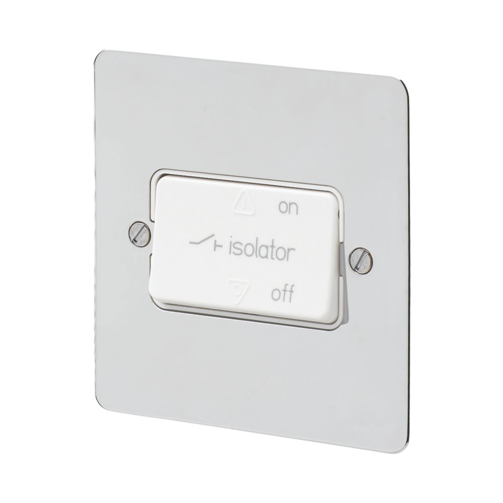 MK Edge 10A 1Gang 3Pole Fan Isolator Switch Polished Chrome with