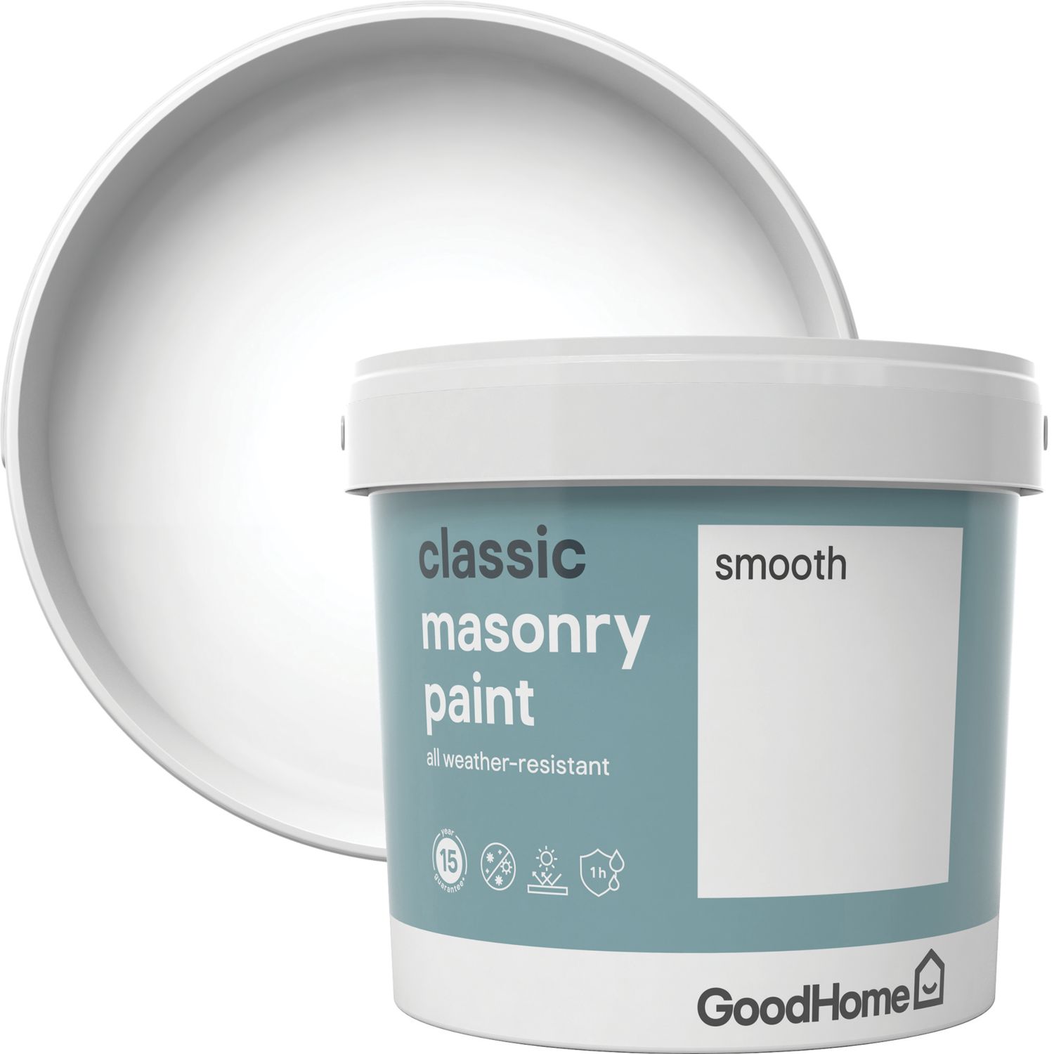 GoodHome 5Ltr Pure Brilliant White Masonry Paint (934FR)