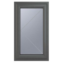 Crystal  Left-Hand Opening Obscure Triple-Glazed Casement Anthracite on White uPVC Window 610mm x 965mm