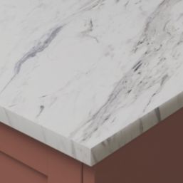 Wilsonart  Matt White/Grey Marble Effect Laminate Worktop 3000mm x 620mm x 22mm