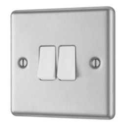 LAP  20A 16AX 2-Gang 2-Way Light Switch  Brushed Stainless Steel with White Inserts