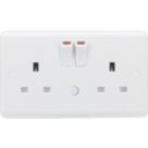 Knightsbridge  13A 2-Gang DP Switched Socket with Night Light White