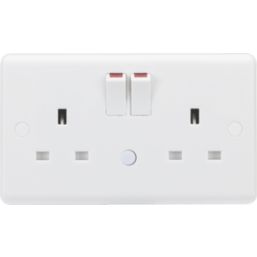 Knightsbridge  13A 2-Gang DP Switched Socket with Night Light White